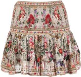 Smocked Floral-Print Skirt 