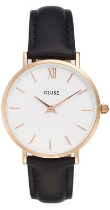 Cluse Women's 'Minuit' Leather Strap Watch, 33Mm