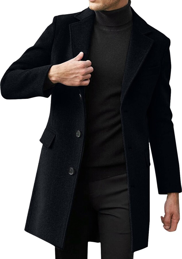 COOFANIN Mens Duffle Coats UK Sales Clearance Mens Full Length