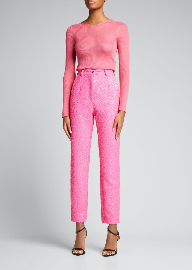 pink sequin pantsuit