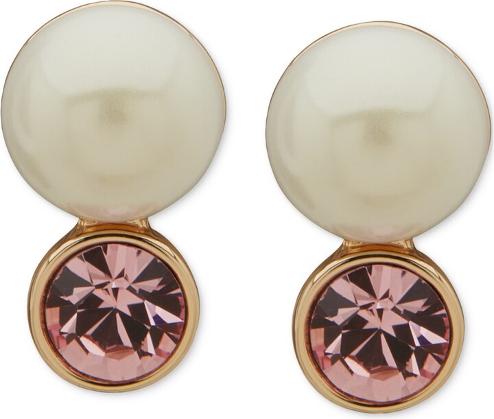 Emily in Paris Gold-Tone Crystal & Stone Stud Earrings