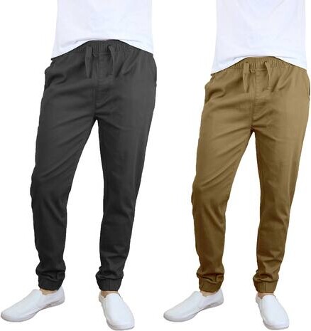 Galaxy By Harvic Slim Fit Basic Stretch Twill Men's Joggers 2 ct in Black/Timber