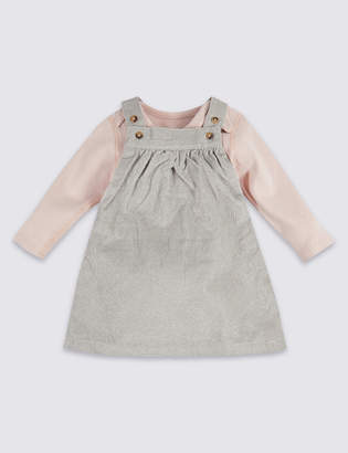 Marks and Spencer 2 Piece Cotton Cord Pinny Dress & Bodysuit