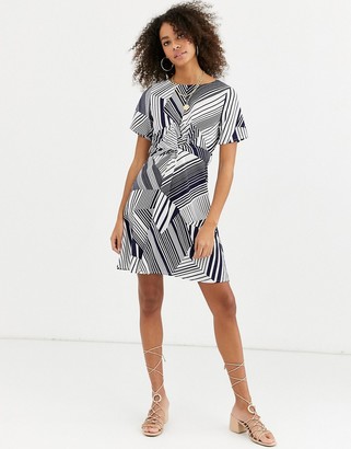 Urban Bliss tanya knot front dress in mixed stripe