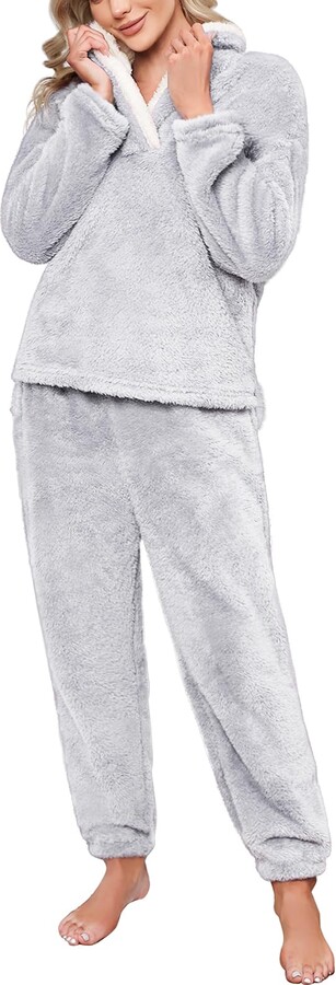 ZAPZEAL Women's Pyjama Sets Ladies Loungewear Pyjamas for Women Comfy Warm  Soft Womans Lounge Wear Pjs Sets Nightwear Fluffy Fleece Womens Soft Pajamas,Grey  M : : Fashion