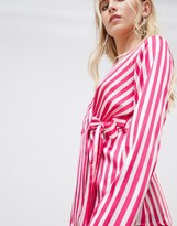Thumbnail for your product : Pieces Disha stripe wrap blouse