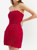 Thumbnail for your product : Oscar de la Renta Floral Appliqué Strapless Mini Dress