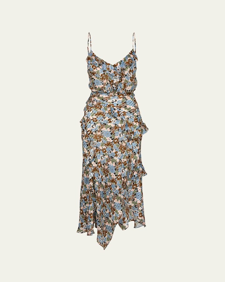 Veronica Beard Avenel Floral Ruffled Midi Dress