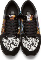 Thumbnail for your product : Kenzo Black Leather & Suede Tiger Print Sneakers