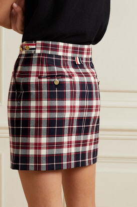 Thom Browne Tartan Wool-flannel Mini Skirt - Navy