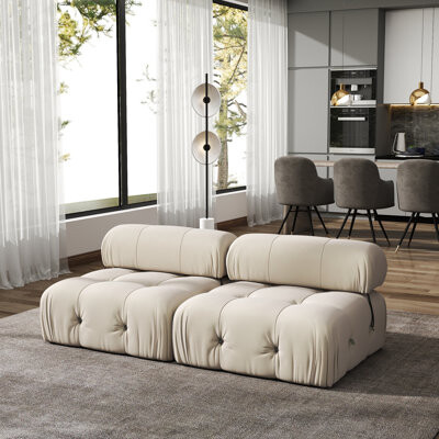 Latitude Run Cylar 2-Piece Upholstered Modern Velvet Armless Modular Loveseat Sofa