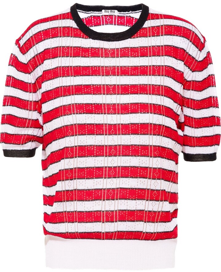 Miu Miu Open-Knit Striped Top - ShopStyle