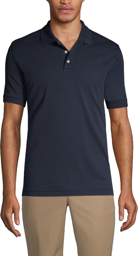 Lands' End School Uniform Men's Short Sleeve Tailored Fit Interlock Polo  Shirt Large Classic Navy ShopStyle