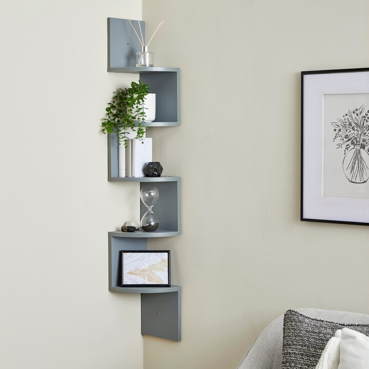 Dunelm Corner Wall Mounted Shelving Unit Grey ShopStyle Bookcases
