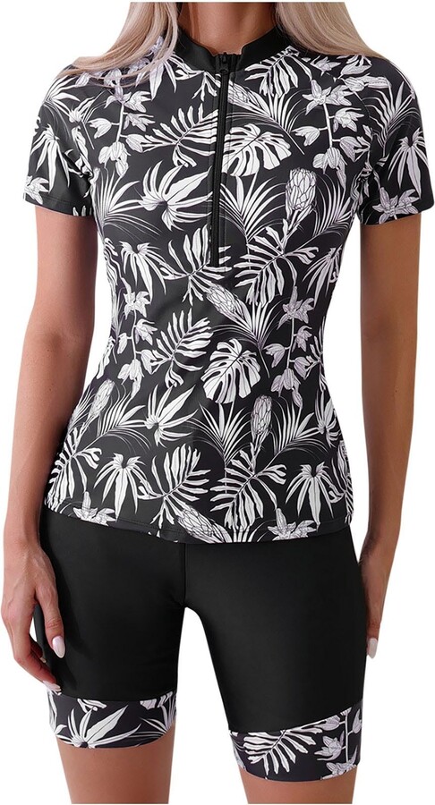 LUCKME Women Modest Swimwear with Shorts Two Piece Swimsuit Short