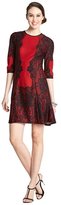 Thumbnail for your product : Taylor red and black stretch printed three-quarter sleeve dress