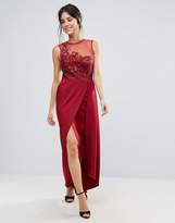 Thumbnail for your product : Little Mistress Scarlet Red Lace Applique Maxi Dress