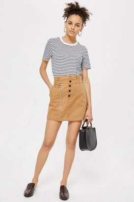 Topshop Utility Button Mini Skirt