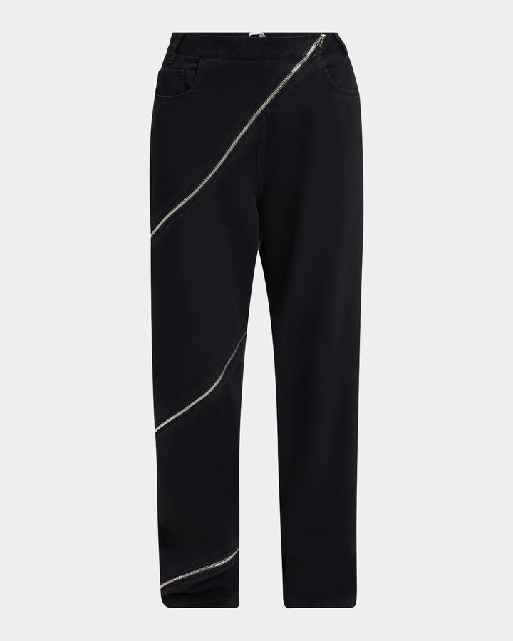 Alaia Zipper Spiral Straight-Leg Pants