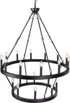 Thumbnail for your product : Gracie Oaks Desja Black Wagon Wheel Chandelier 2 Tier, Large 20-Light 38 Inch Farmhouse Round Pendant Light Fixture For Living Room, Bedroom, Entryway