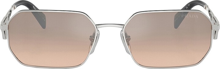 Prada Rectangle Sunglasses in Metallic Silver ShopStyle