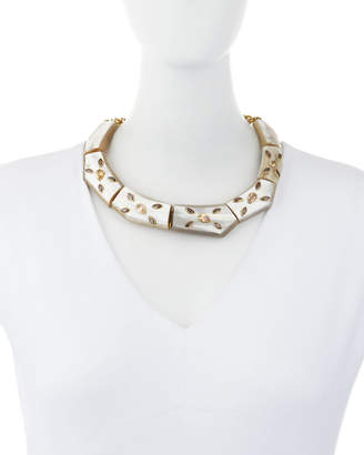 Ashley Pittman Malkia Light Horn & Crystal Collar Necklace