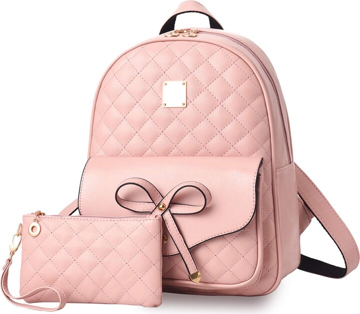 small pink leather backpack
