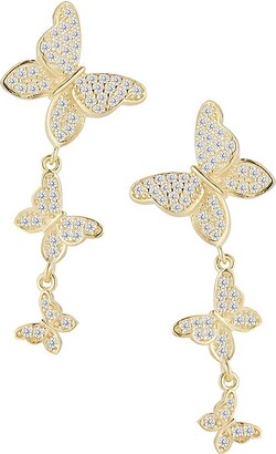 Chloe & Madison 14K Goldplated Sterling Silver & Cubic Zirconia Butterfly Drop Earrings