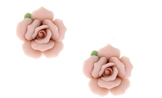 2028 Pink Porcelain Rose Post Earrings