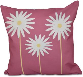 16 in. x 16 in. Daisy May Floral Print Pillow in Purple