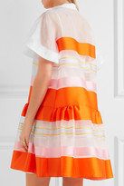 Thumbnail for your product : DELPOZO Cotton-organza And Striped Satin Mini Dress - Orange