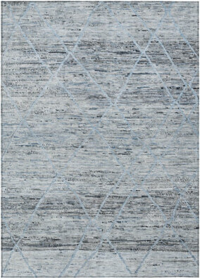 8' X 10' Blue And Gray Trellis Washable Indoor Outdoor Area Rug