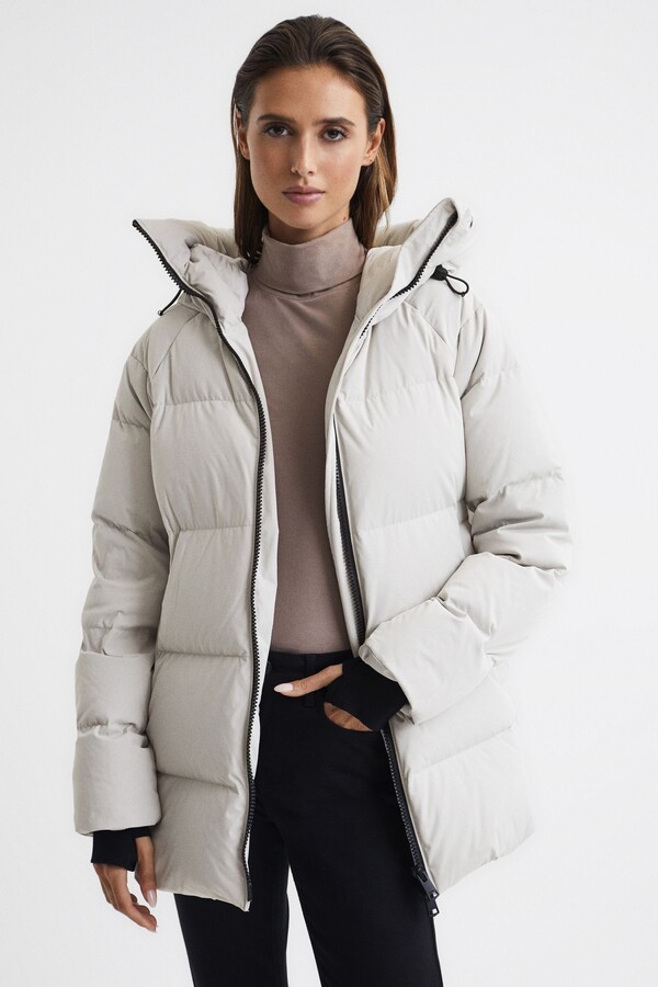 Reiss Neutral Rae Mid Length Water Repellent Puffer Coat - ShopStyle