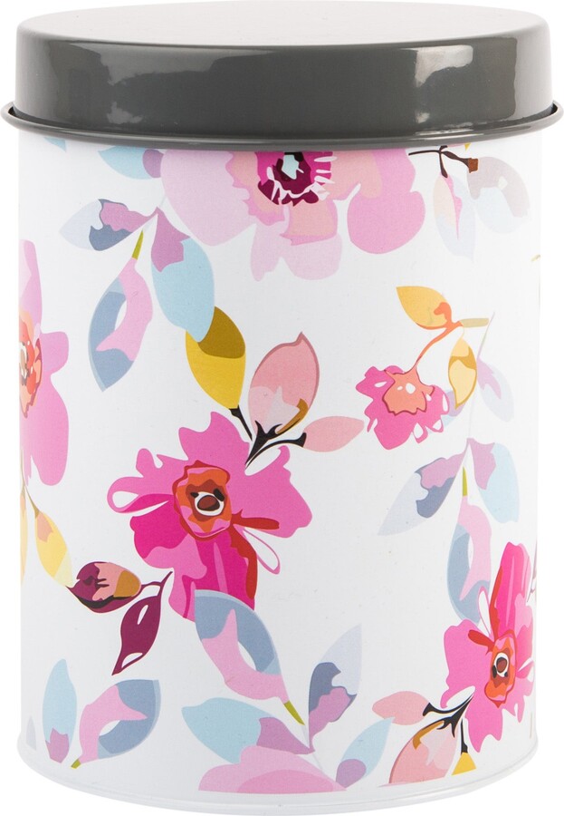 Dunelm White Gardenia Floral Kitchen Canister White, Blue and Pink