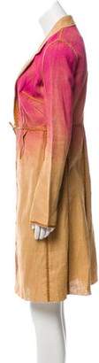 Fendi Leather-Trimmed Linen Coat