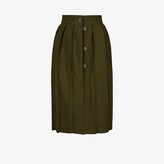 Thumbnail for your product : Richard Malone Green Pleated Midi Skirt