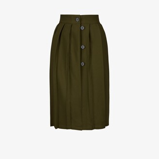Richard Malone Green Pleated Midi Skirt