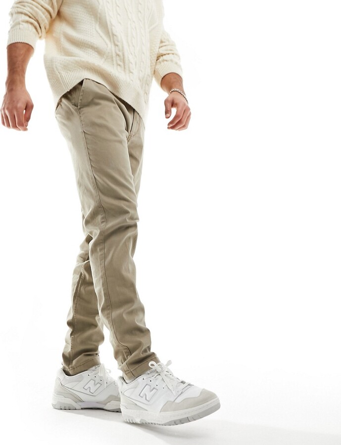 Jack and Jones Intelligence slim fit chinos in sand - ShopStyle