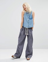 Thumbnail for your product : ASOS Petite PETITE Denim Sleeveless Shirt with Raw Edge and Shadow Pocket
