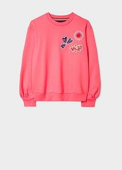 Paul Smith Women's Pink Sun And Floral Embroidered Cotton Sweatshirt