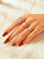 Thumbnail for your product : Shein Gemstone Engraved Ring 6pcs