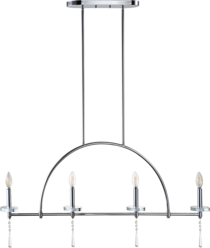 Jonathan Y Designs Doris 4-Light Linear Metal Crystal Led Pendant