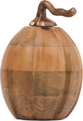 TJMAXX Wooden Pumpkin With Aluminum Stem