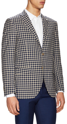 Lubiam Wool Checkered Notch Lapel Sportcoat