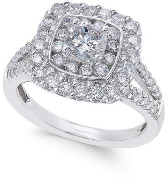 Macy's Diamond Cluster Engagement Ring (1-3/8 ct. t.w.) in 14k White Gold