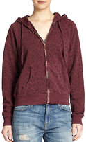 Thumbnail for your product : Current/Elliott The Leopard Zip-Up Cotton Hooded Sweatshirt