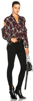 Thumbnail for your product : Enza Costa Boxy Top in Checkered & Plaid,Gray,Red.