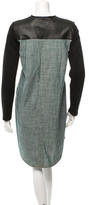 Thumbnail for your product : Derek Lam 10 Crosby Long Sleeve Leather-Trimmed Dress