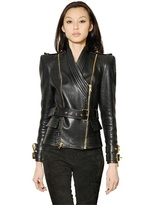 Thumbnail for your product : Balmain Belted Kimono Nappa Leather Jacket