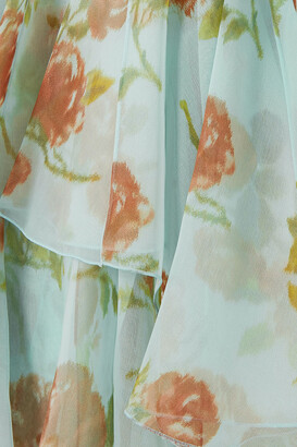 Brock Collection Ruffled Velvet-trimmed Floral-print Silk-organza Peplum Jacket